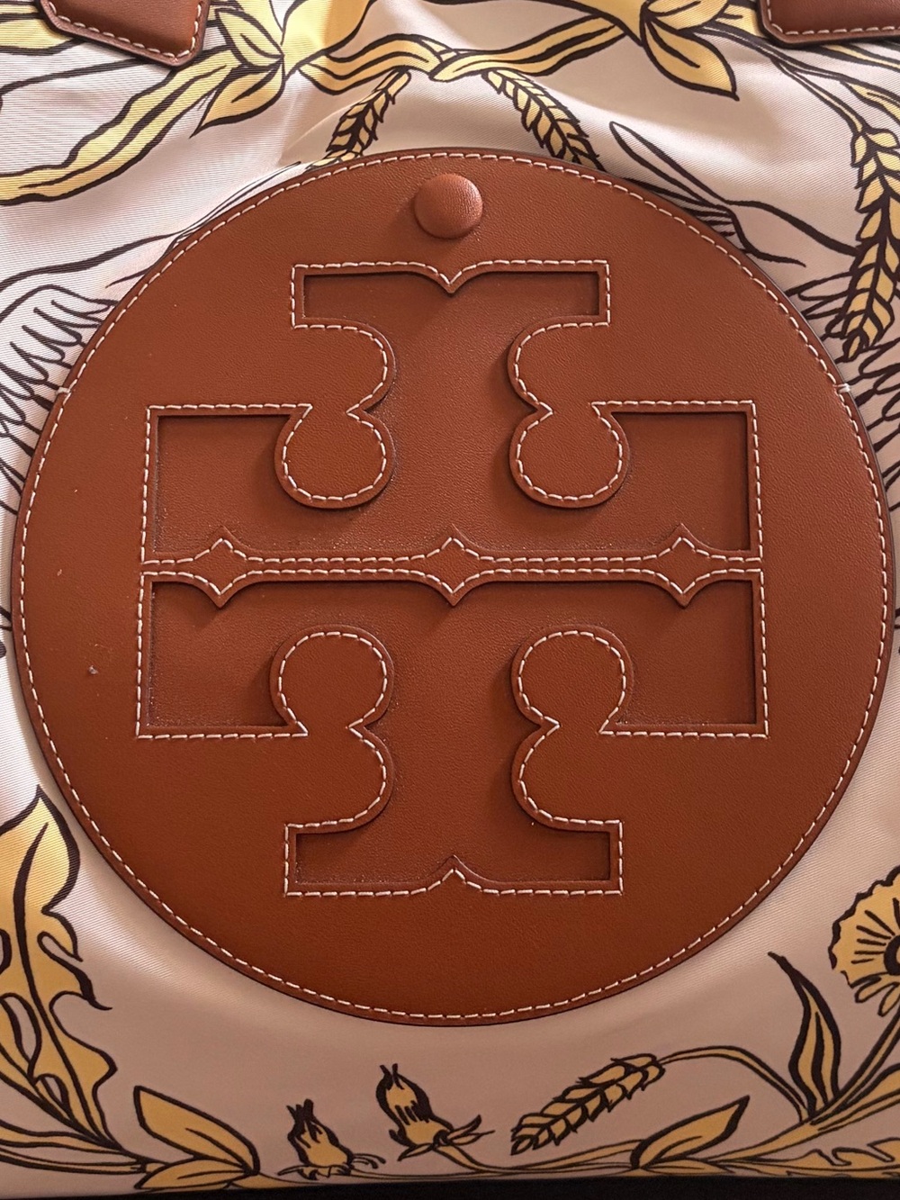 Tory Burch Cream, Tan & Yellow Floral Canvas Tote - Picture 7 of 7